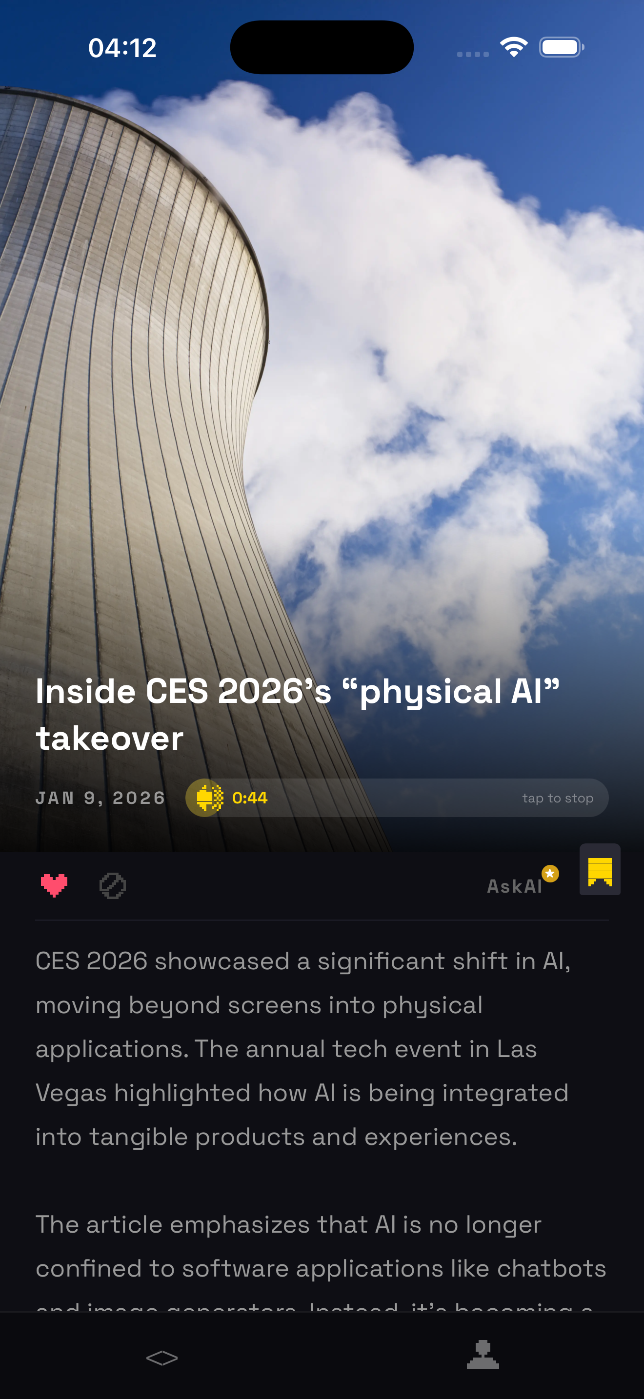 Article view with audio playback
