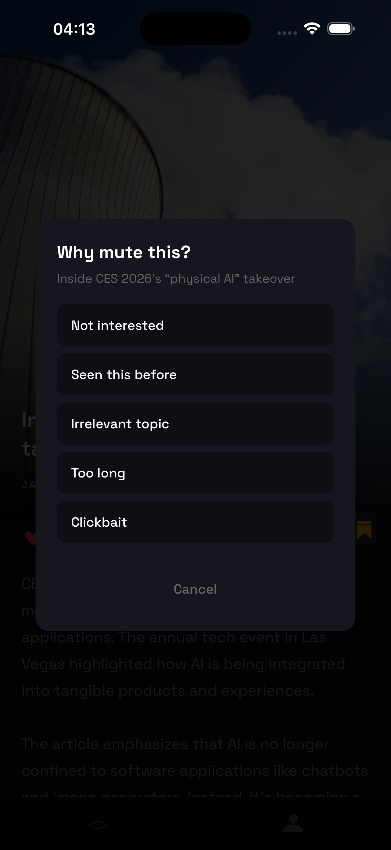 Customize your feed with mute options